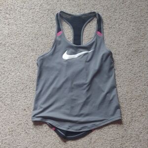 Nike Gray Racerback Tank Top with Pink Accents
